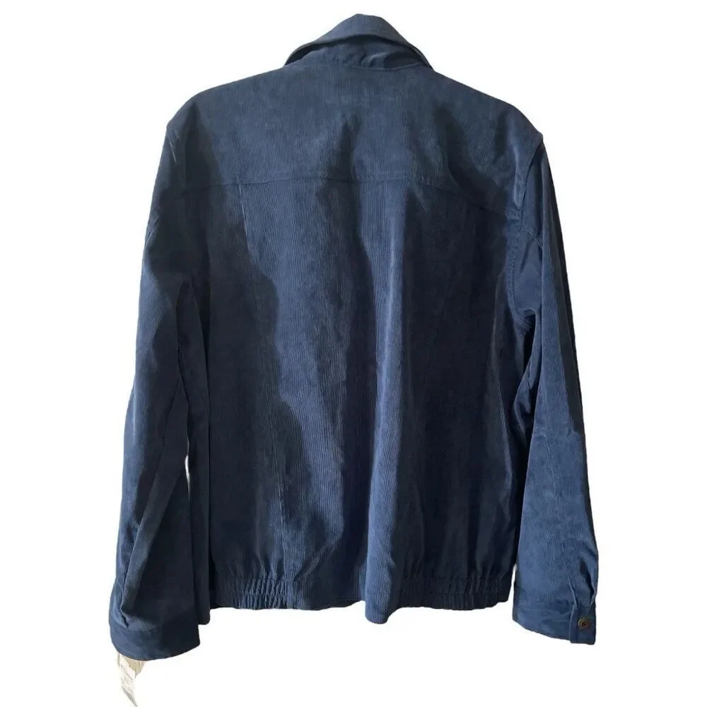Alfred Dunner Zip Up Jacket Womens 16 Blue Corduroy Long Sleeve Collared NWT - Picture 5 of 5